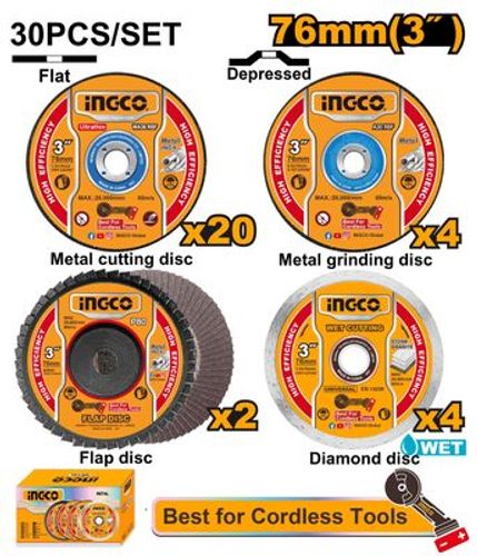 INGCO 30Pcs/Set Cutting And Grinding Disc Set 
مجموعة أقراص القطع والطحن