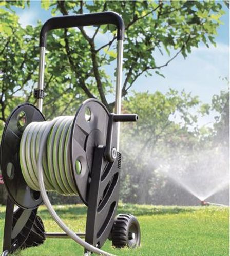 CLABER Silver-AI hose reel cart with Aluminium frame 
عربة بكرة خرطوم بإطار من الألومنيوم