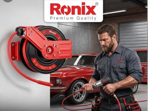 Ronix steel Retractable Air hose Reel With Dual Arm 15m
بكرة خرطوم هواء فولاذية قابلة للسحب بذراعين