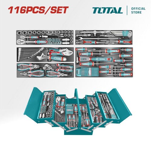 Total 116 pcs tools Chest Set
طقم صندوق أدوات مكون من 116 قطعة